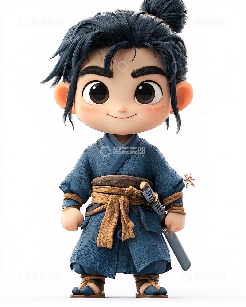 高清大图下载【趣麦麦图】可爱卡通武士