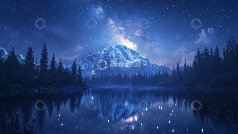 高清大图下载【趣麦麦图】星空下的雪山湖泊43