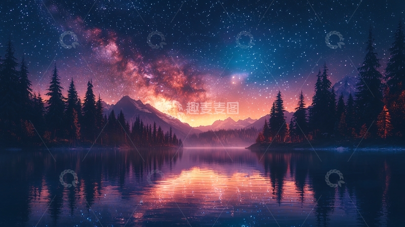 高清大图下载【趣麦麦图】星空倒影