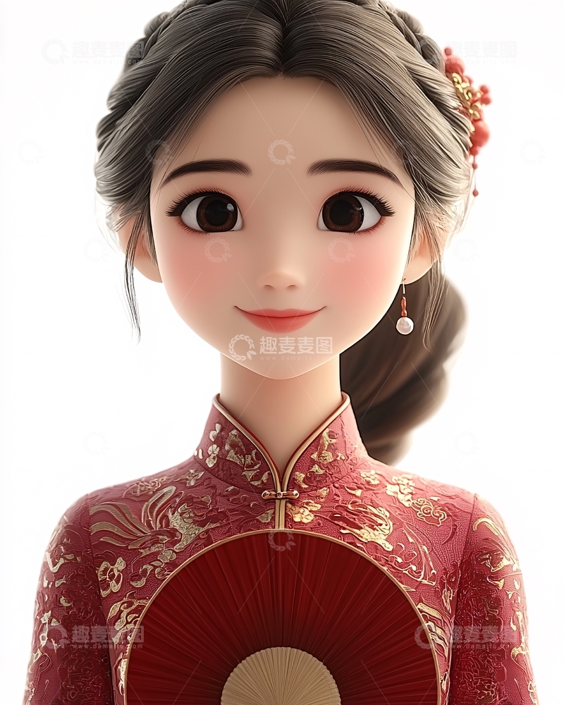 高清大图下载【趣麦麦图】中式卡通女孩