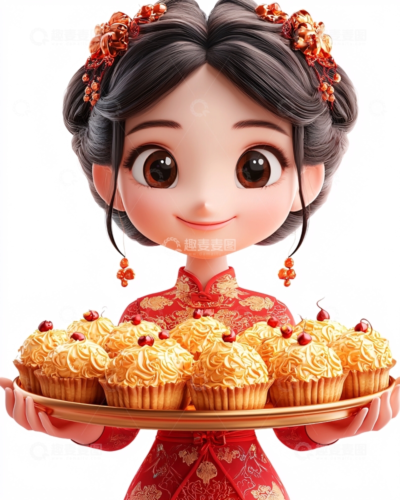 高清大图下载【趣麦麦图】中国风卡通女孩