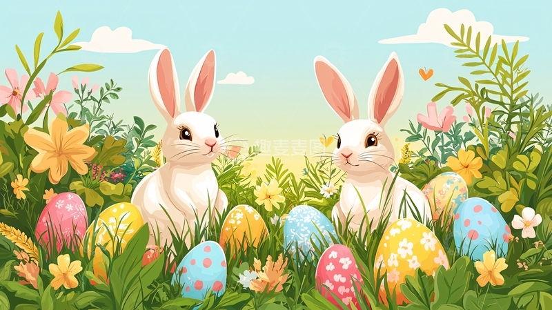 高清大图下载【趣麦麦图】复活节兔子彩蛋