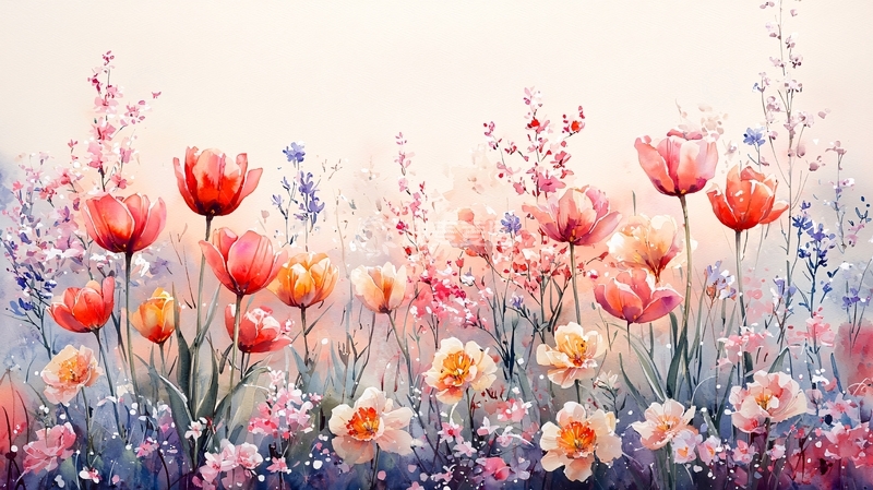 高清大图下载【趣麦麦图】水彩花田