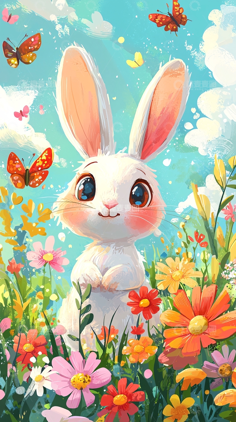 高清大图下载【趣麦麦图】可爱卡通小白兔