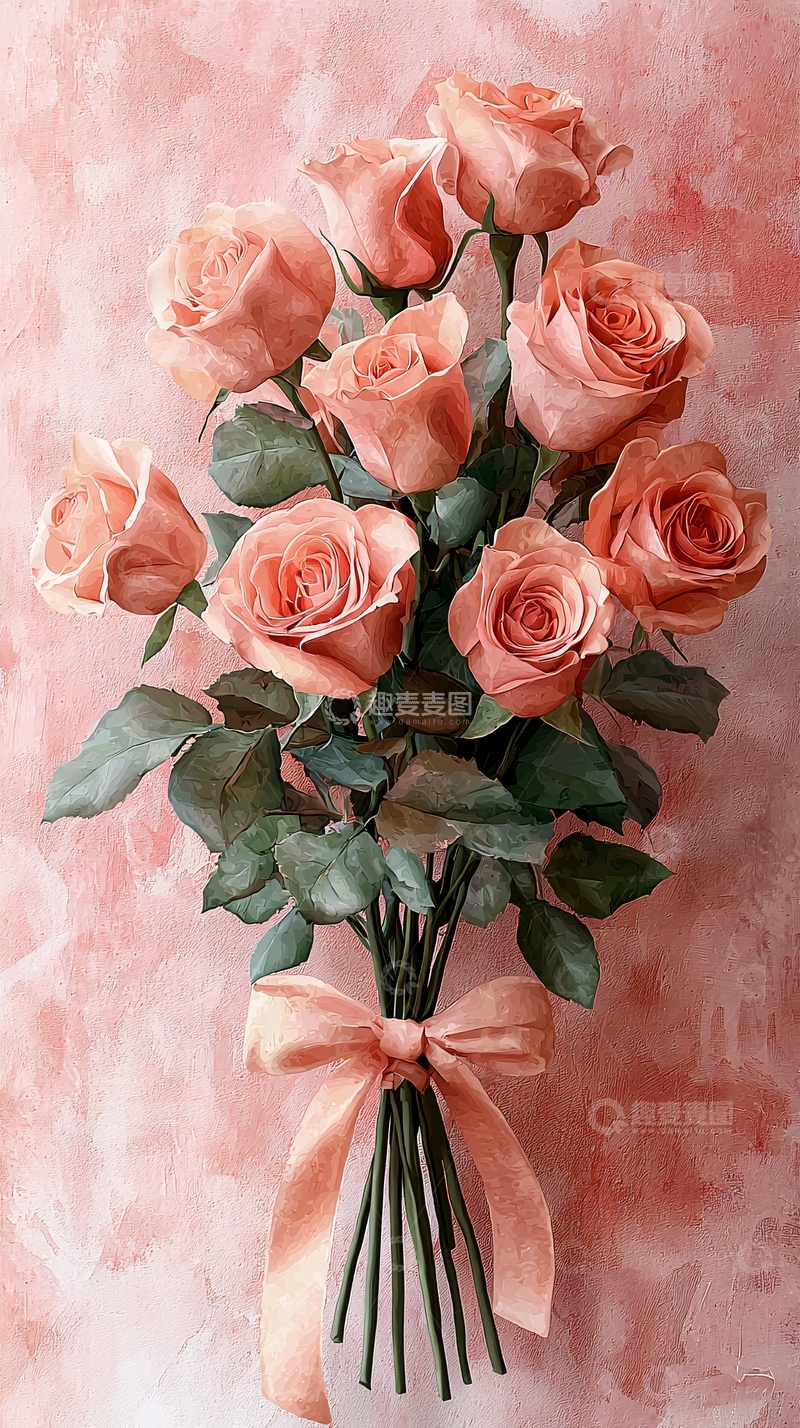 高清大图下载【趣麦麦图】粉色玫瑰花束