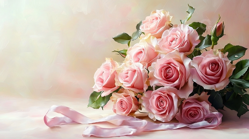 高清大图下载【趣麦麦图】粉色玫瑰花束