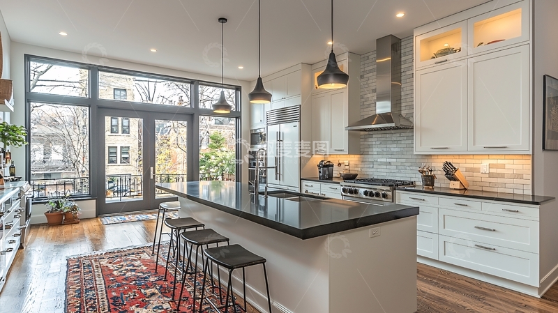 高清大图下载【趣麦麦图】现代简约开放式厨房