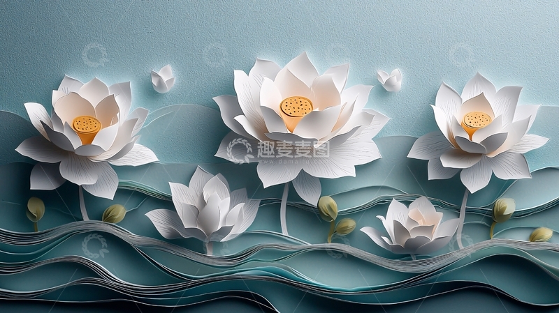 高清大图下载【趣麦麦图】纸艺莲花