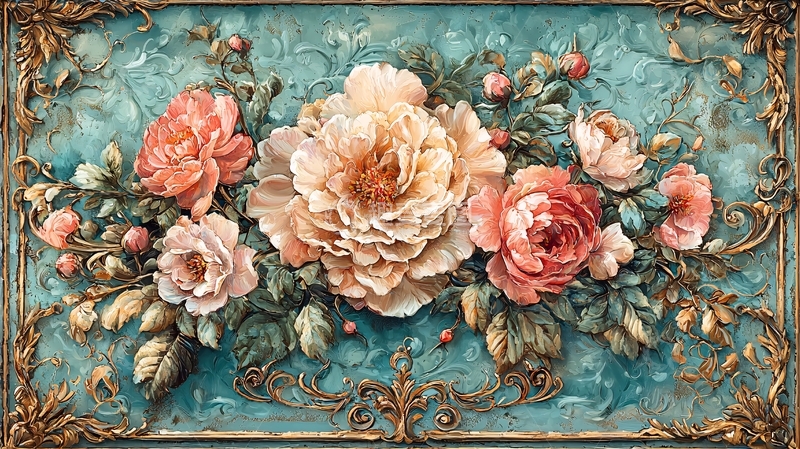 高清大图下载【趣麦麦图】复古雕刻花卉壁纸