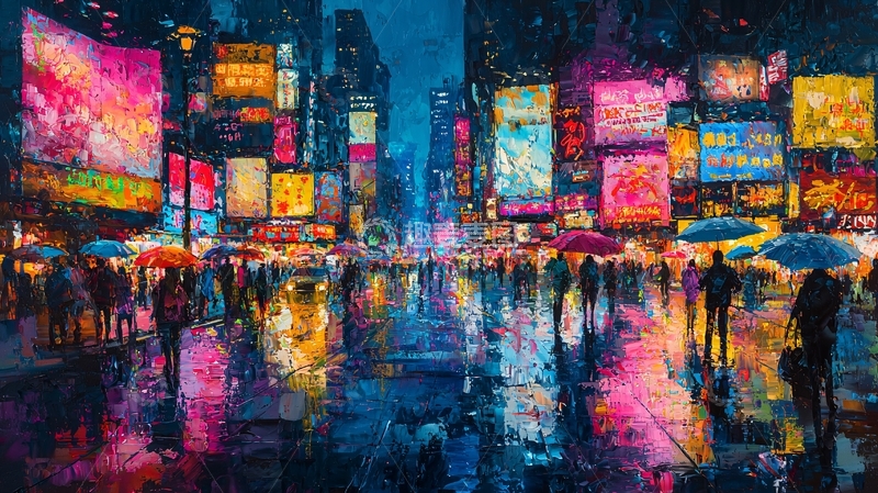 高清大图下载【趣麦麦图】夜晚都市雨景