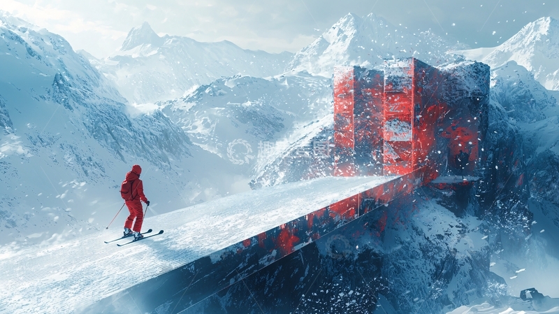 高清大图下载【趣麦麦图】雪山上的红色建筑