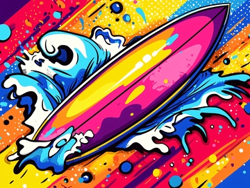 彩色冲浪板海浪图案