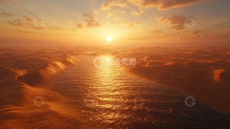 高清大图下载【趣麦麦图】夕阳西下海天一色