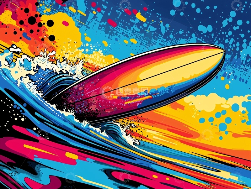 高清大图下载【趣麦麦图】抽象冲浪板