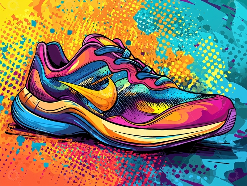 高清大图下载【趣麦麦图】多彩涂鸦跑鞋