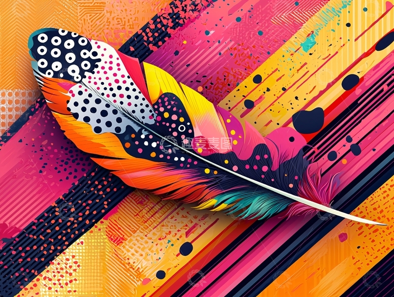 高清大图下载【趣麦麦图】色彩鲜艳的羽毛特写