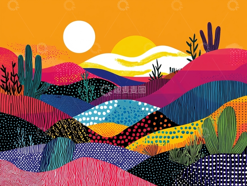 高清大图下载【趣麦麦图】抽象沙漠日落