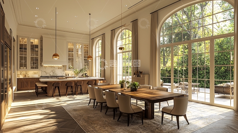高清大图下载【趣麦麦图】阳光洒满的豪华餐厅