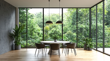 极简现代餐厅落地窗景观