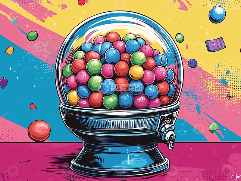 高清大图下载【趣麦麦图】彩色玻璃球糖果机