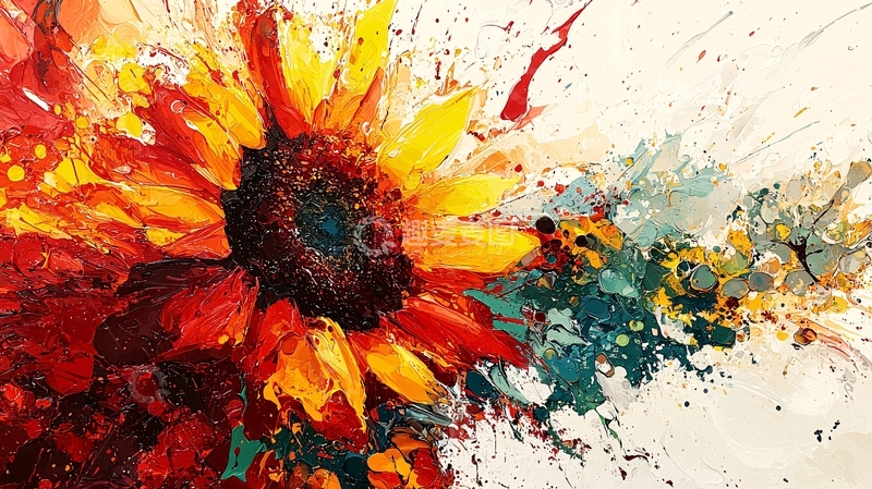 高清大图下载【趣麦麦图】抽象向日葵油画