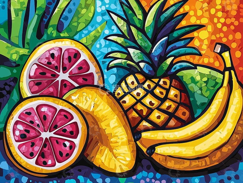 高清大图下载【趣麦麦图】热带水果静物画