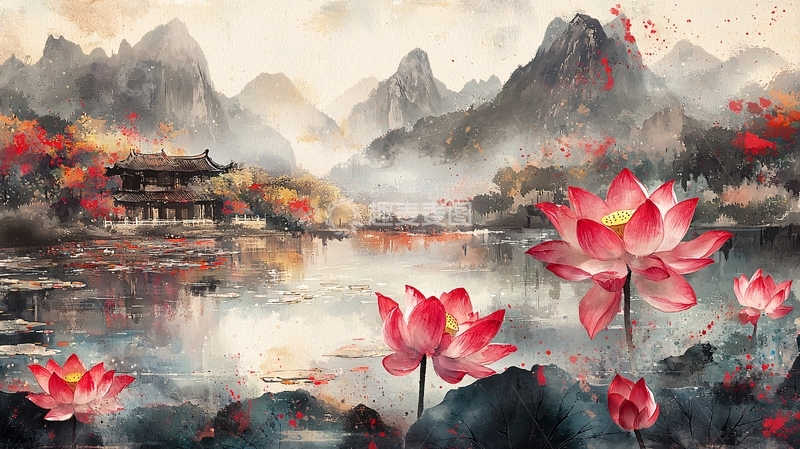 高清大图下载【趣麦麦图】水墨山水画920