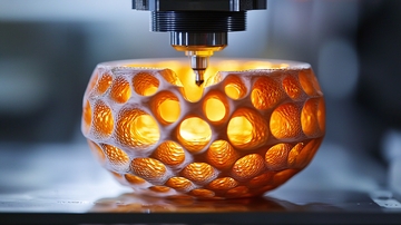 3D打印机打印镂空橙色物体