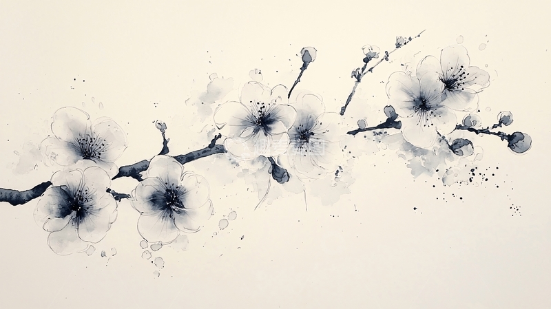 高清大图下载【趣麦麦图】水墨画梅花枝