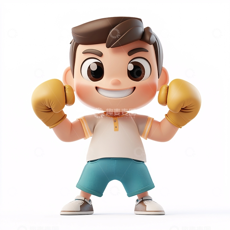 高清大图下载【趣麦麦图】可爱卡通拳击男孩