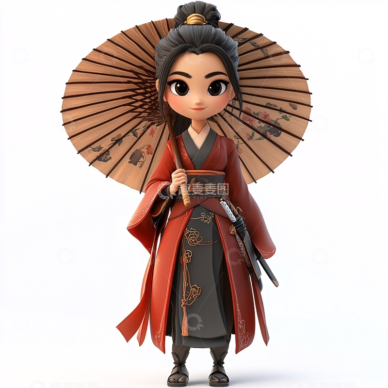 高清大图下载【趣麦麦图】卡通中国女孩