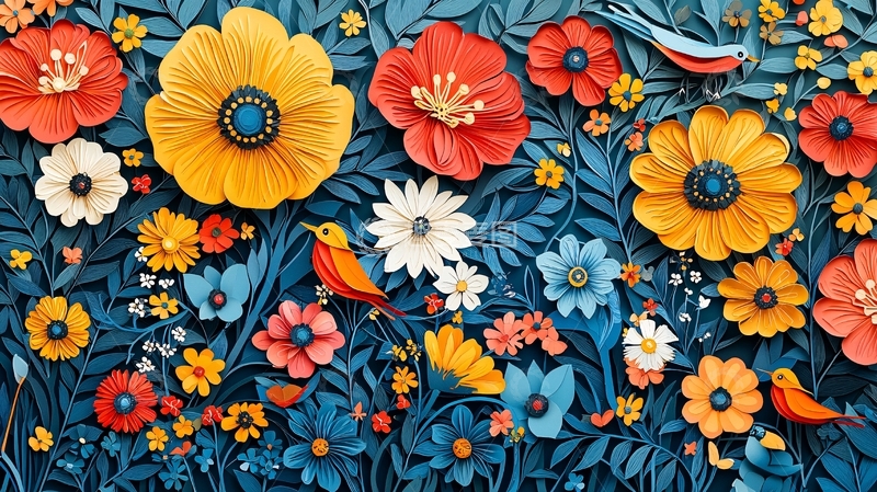 高清大图下载【趣麦麦图】立体纸雕花卉