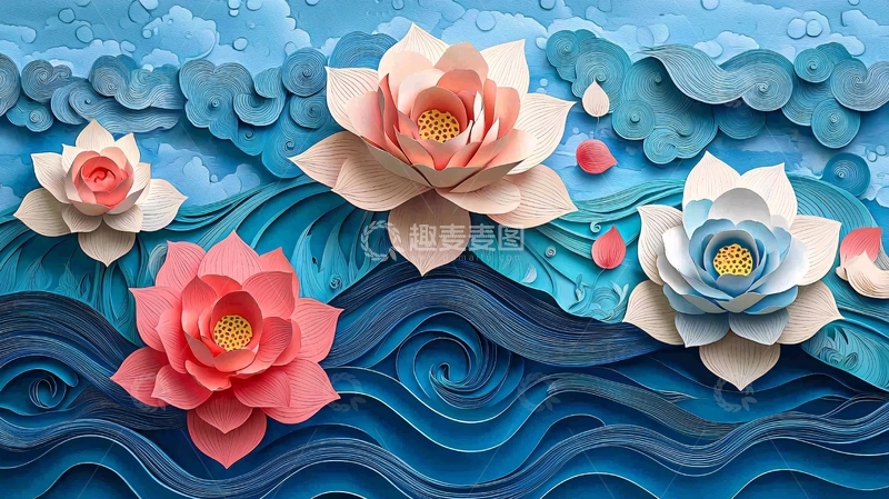 高清大图下载【趣麦麦图】纸艺莲花
