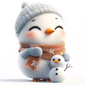 戴帽子的可爱小企鹅