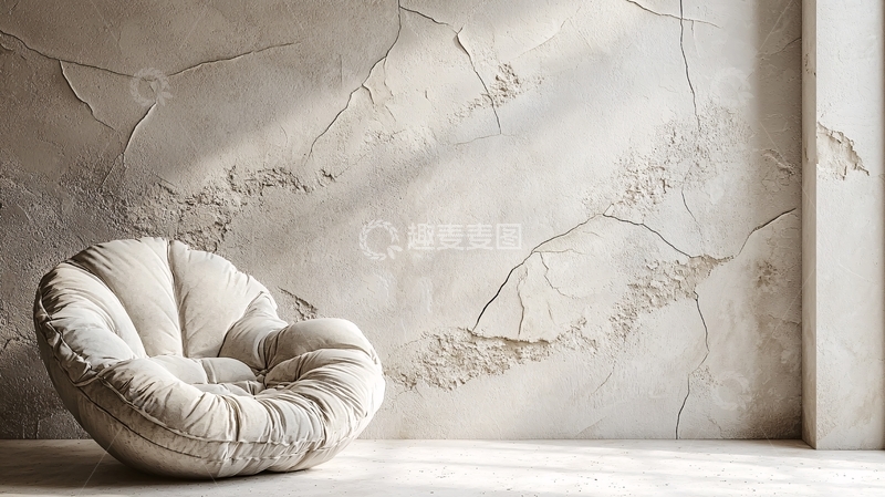 高清大图下载【趣麦麦图】极简风米色布艺单人沙发