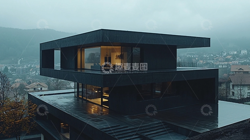高清大图下载【趣麦麦图】极简黑色现代建筑