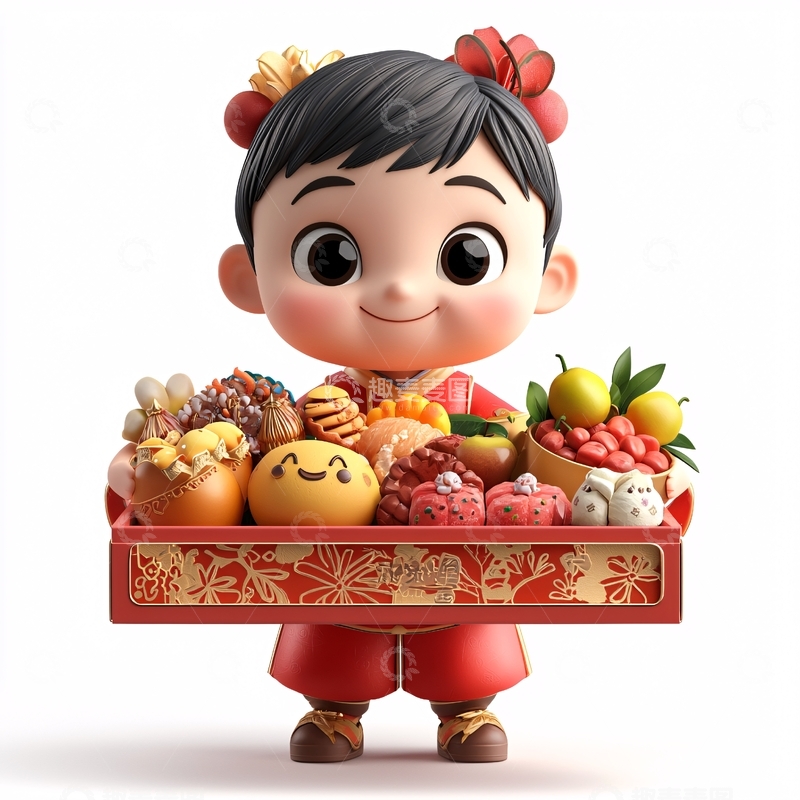 高清大图下载【趣麦麦图】新年快乐卡通男孩