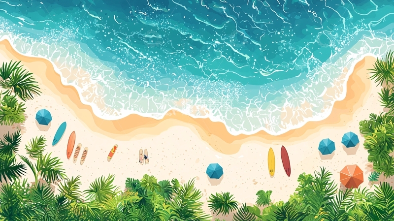 高清大图下载【趣麦麦图】俯瞰热带海滩