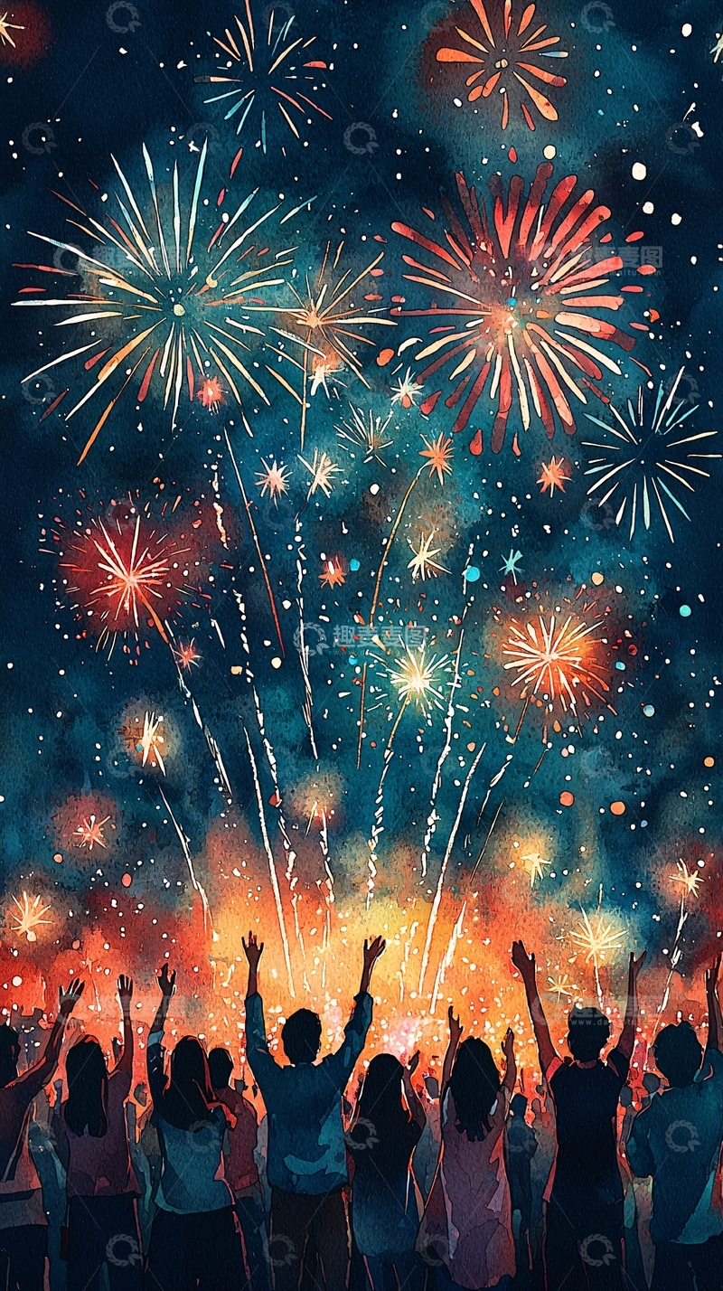 高清大图下载【趣麦麦图】夜晚烟火表演