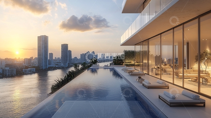 高清大图下载【趣麦麦图】迈阿密海景泳池豪宅