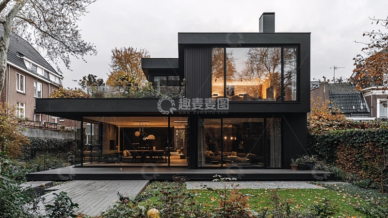 高清大图下载【趣麦麦图】黑色现代别墅