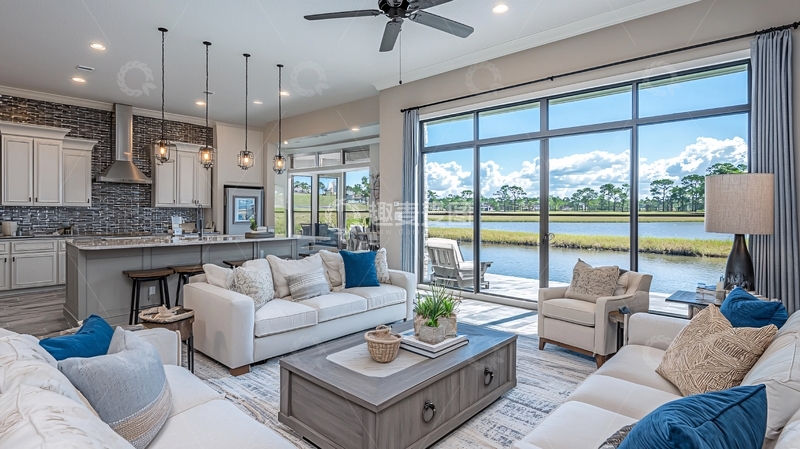 高清大图下载【趣麦麦图】现代客厅厨房一体