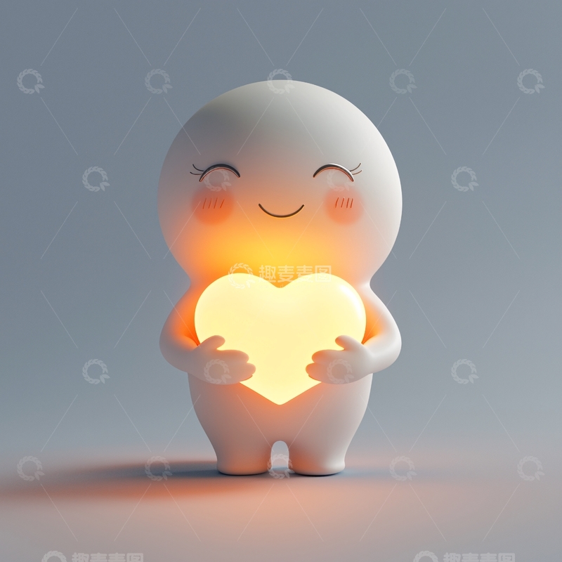 高清大图下载【趣麦麦图】可爱卡通人物抱心