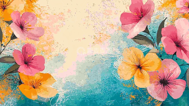 高清大图下载【趣麦麦图】水彩花卉背景15