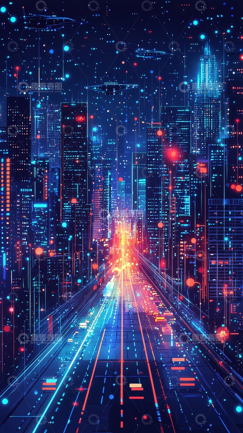 高清大图下载【趣麦麦图】未来都市夜景350