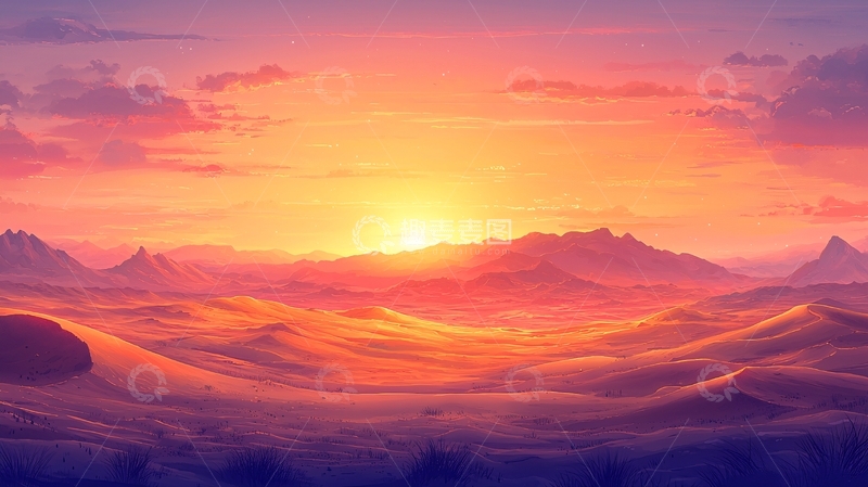 高清大图下载【趣麦麦图】沙漠日落