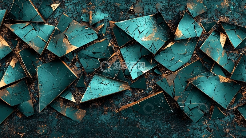 高清大图下载【趣麦麦图】深蓝色金属三角碎片