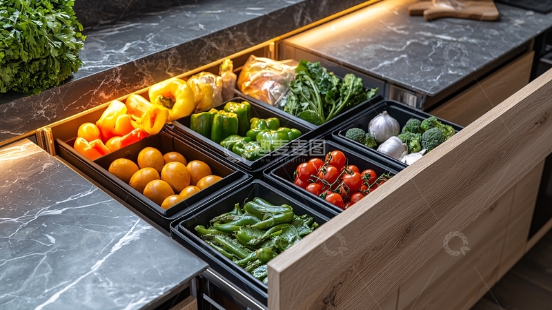 高清大图下载【趣麦麦图】厨房收纳抽屉