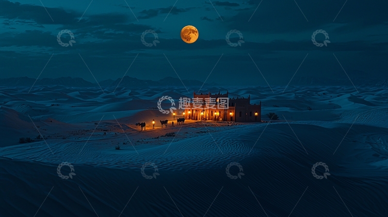 高清大图下载【趣麦麦图】沙漠中的房屋