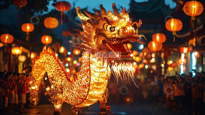 高清大图下载【趣麦麦图】夜幕下的舞龙表演